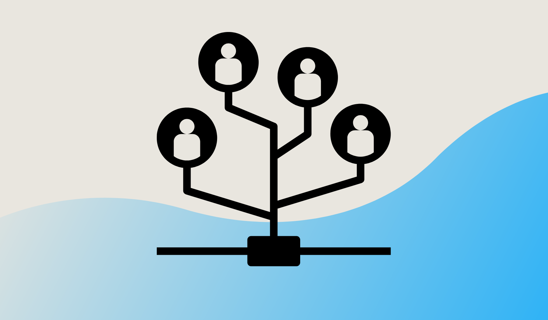 Graphic showing people connected through networks.