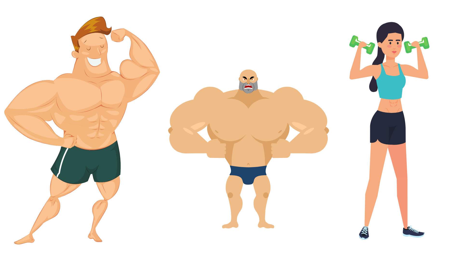 graphics of stereotypically fit people.
