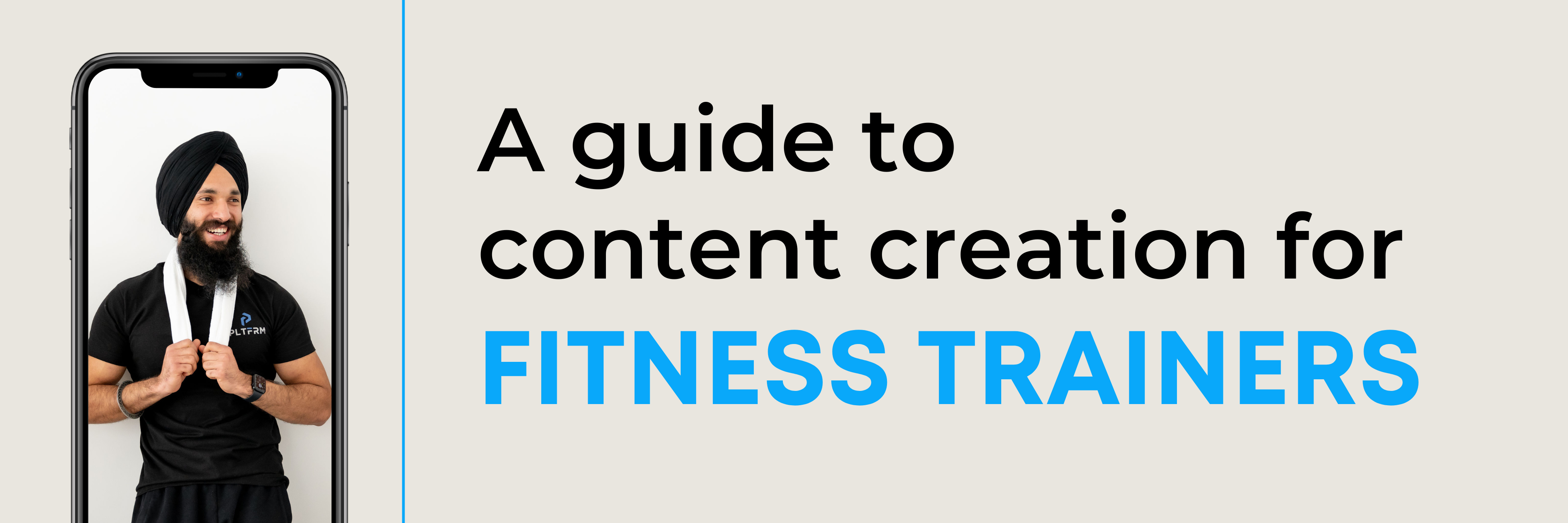 Trainer wearing a PLTFRM T-shirt with text: a guide to content creation for fitness trainers